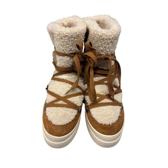 J/SLIDES Shoes - JSLIDES Winter Boots Women's Brown Suede Shearling Lined Lace Up Casual 8.5